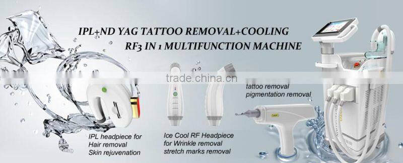 Multifunctional RF skin tighten IPL ND YAG for hair removal tattoo removal