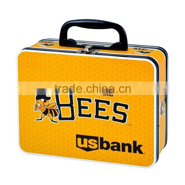 2014 tin lunch box with lock and key lunch tin box with handle