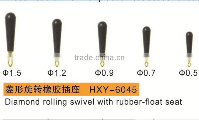 Brass fishing diamond rolling swivel with rubber float seat