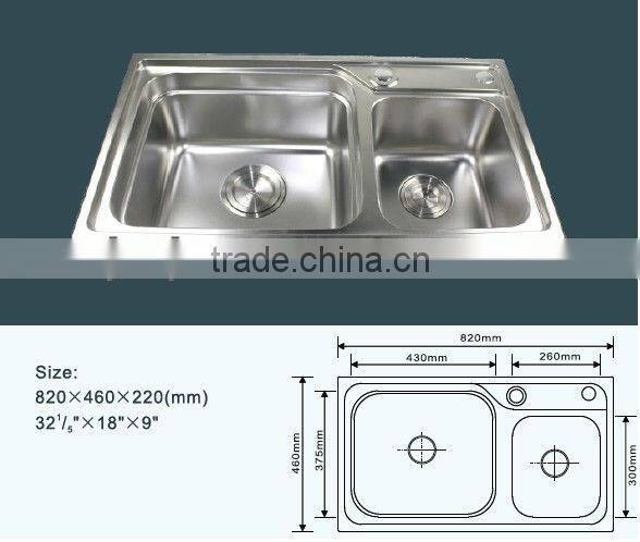 Double bowl sink high quality stainless steel sink with deep depth JZ-342 2 compartment sink stainless steel sink