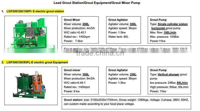 LGP800/1200/130H-E electric mixer agitator grout pump station