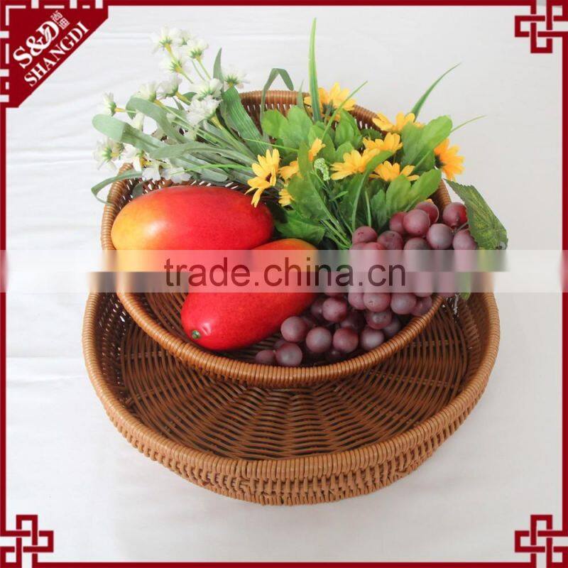 Round shape rattan craft fruit proofing basket for supermarket storage
