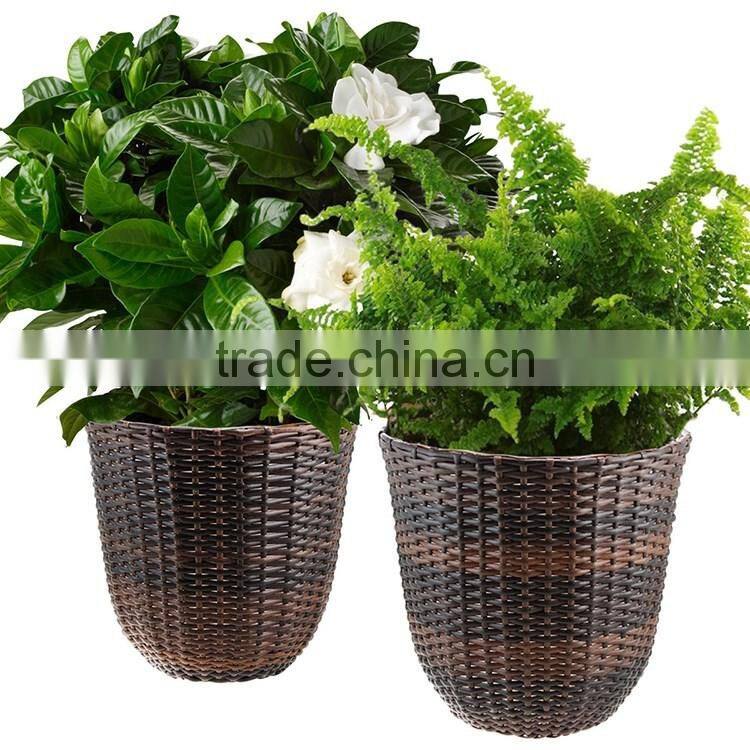 S&D Synthetic Rattan garden pots for sale planting pots cheap , Indoor&Outdoor Rattan Flower Pot , stackable plastic garden pots