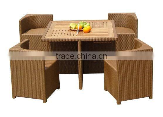 Rattan Furniture Wooden Dining Table Set
