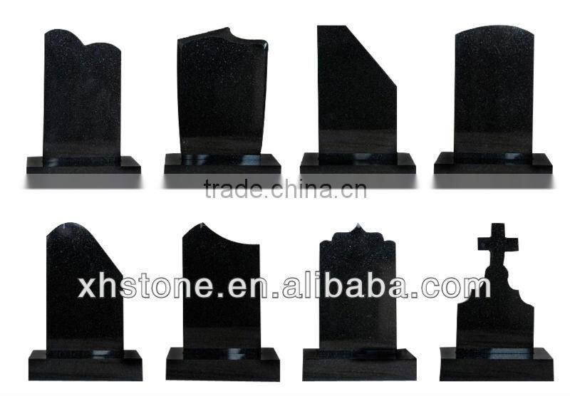 hot european style natural granite shanxi black highly polished headstones for graves