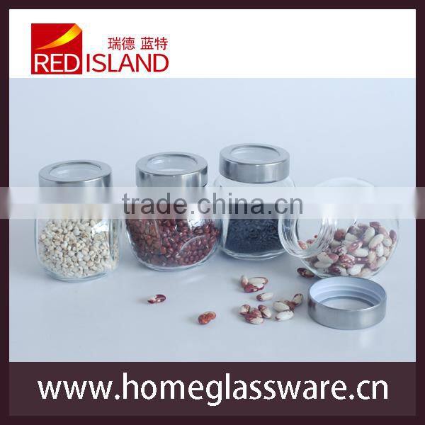 Multipurpose glass spice jars with stainless steel lid