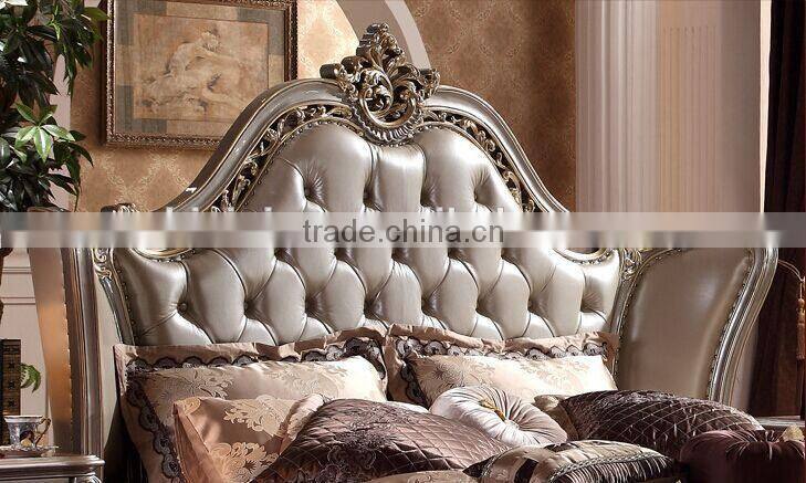 European Style Wood Carved Bed, Elegant and Royal King Size Bed, Luxury Bedroom Furniture Set (BF01-ML012)