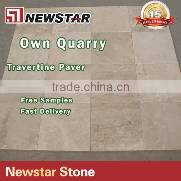 12X 12 Ivory Travertine Pavers Tumbled