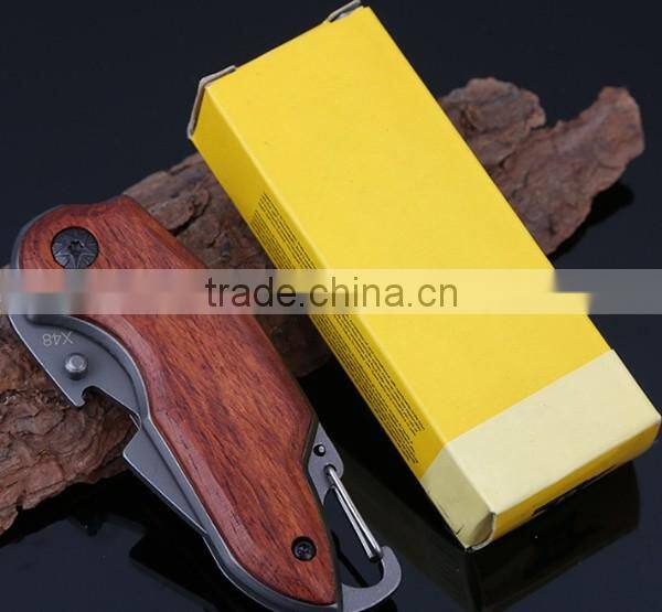 Multifunctional Mini Wood Handle Outdoor Survival Folding Pocket Tool Knife