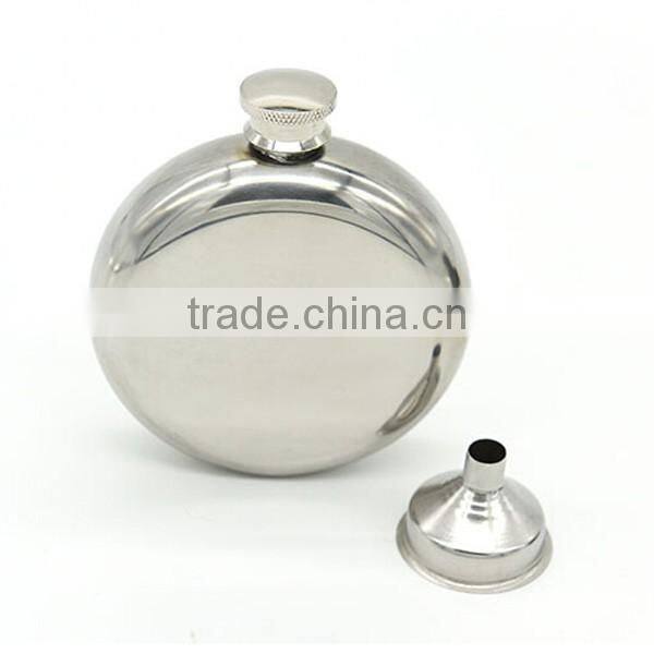 5 OZ Mirror stainless steel flagon / stainless steel hip flask / stainless steel wine bottles (with small funnel)