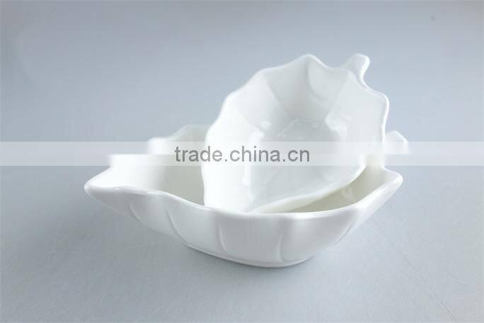 beautiful small white porcelain leaf-shaped plate