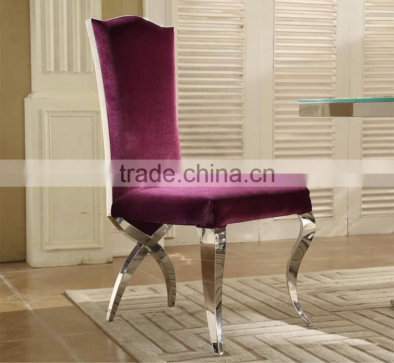 velvet high back stainless steel dining banquet chair