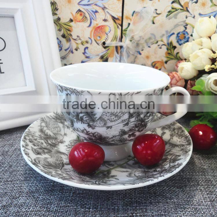 Drinkware home tea cup and saucer set, bulk tea cups and saucers cheap, peacock coffee cup set