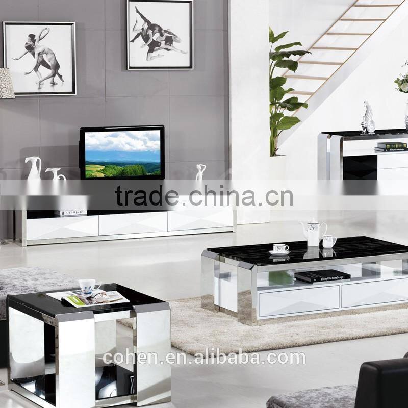 hot sale stainless steel base living room furniture marble top coffee table