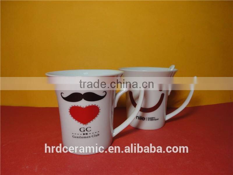 High Quality Promotional Logo Printed Ceramic french coffee cups