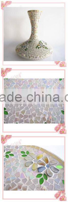 Flower Patterned Elegant Glass Handicraft Stained Mosaic Giant Glass Vases