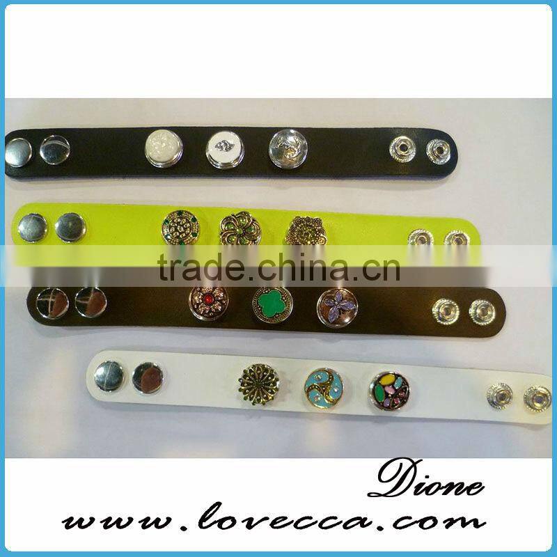 New arrival multicolor hollow leather snap button bracelet fit for 18mm buttons wholesale