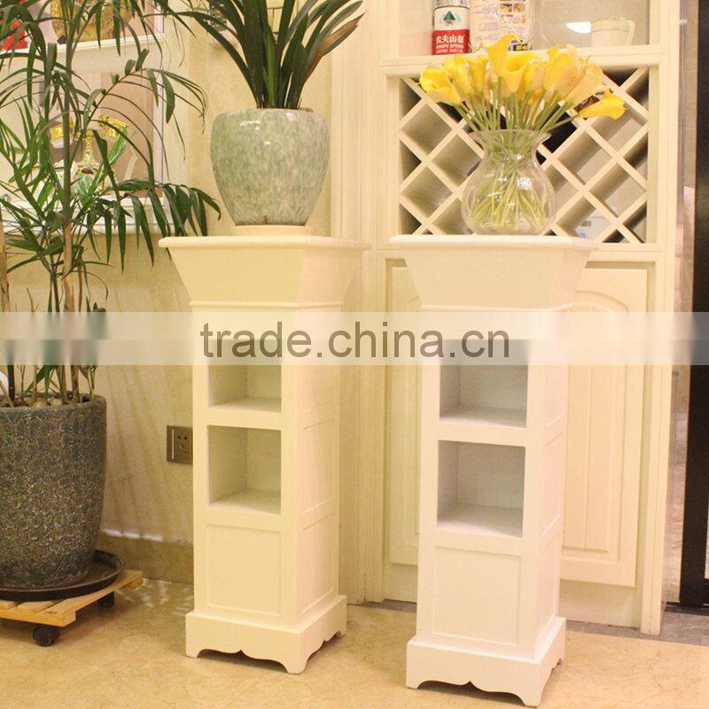 New design natural wooden flower shelf