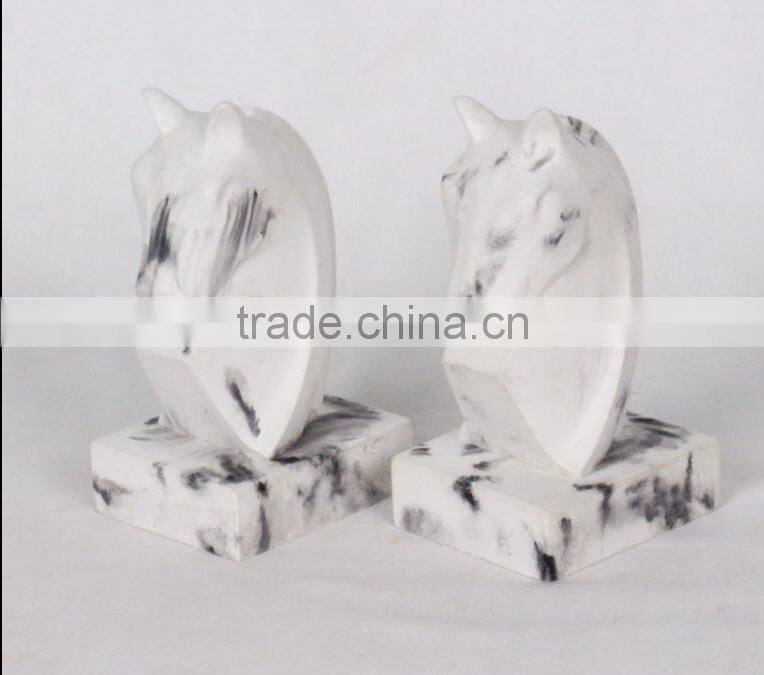 Home deco Wholesale cement horse head book stand unique marble effect concrete cute custom bookends