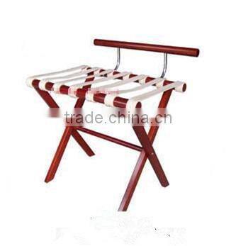 Hotel folding wooden luggage rack with PU leather strips