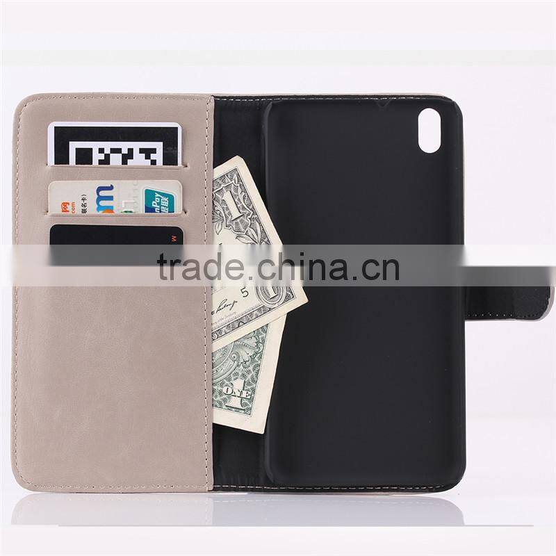 High quality crazy-horse PU card bumper/pocket cell phone case for HTC