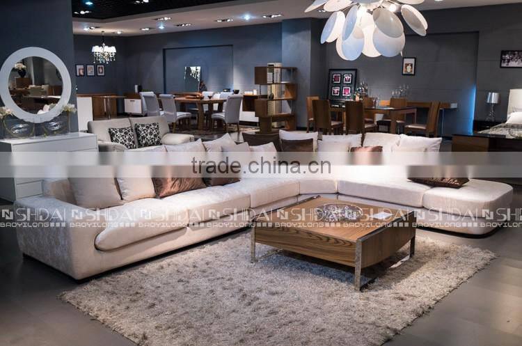 SHIDAI - Modern Beige Microfiber Living Room Sofa Couch Sectional Set Furniture G180