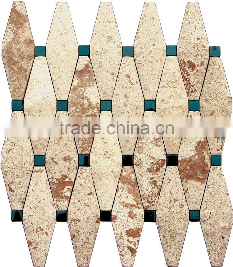 MM-CV221 Best selling home decoration natural stone diamond mix brown limstone mosaics tiles