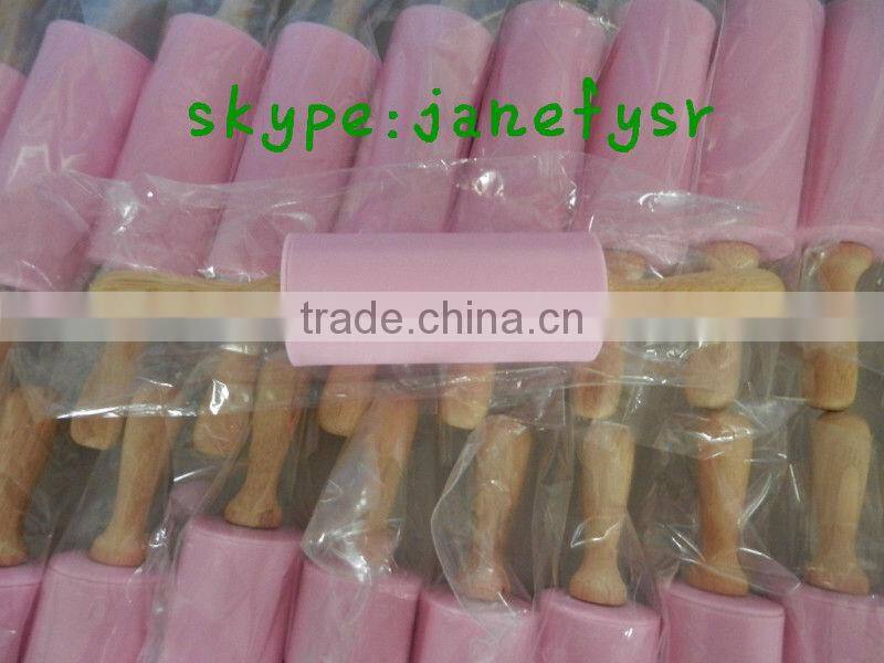 non-stick silicone rolling pin with wooden handle