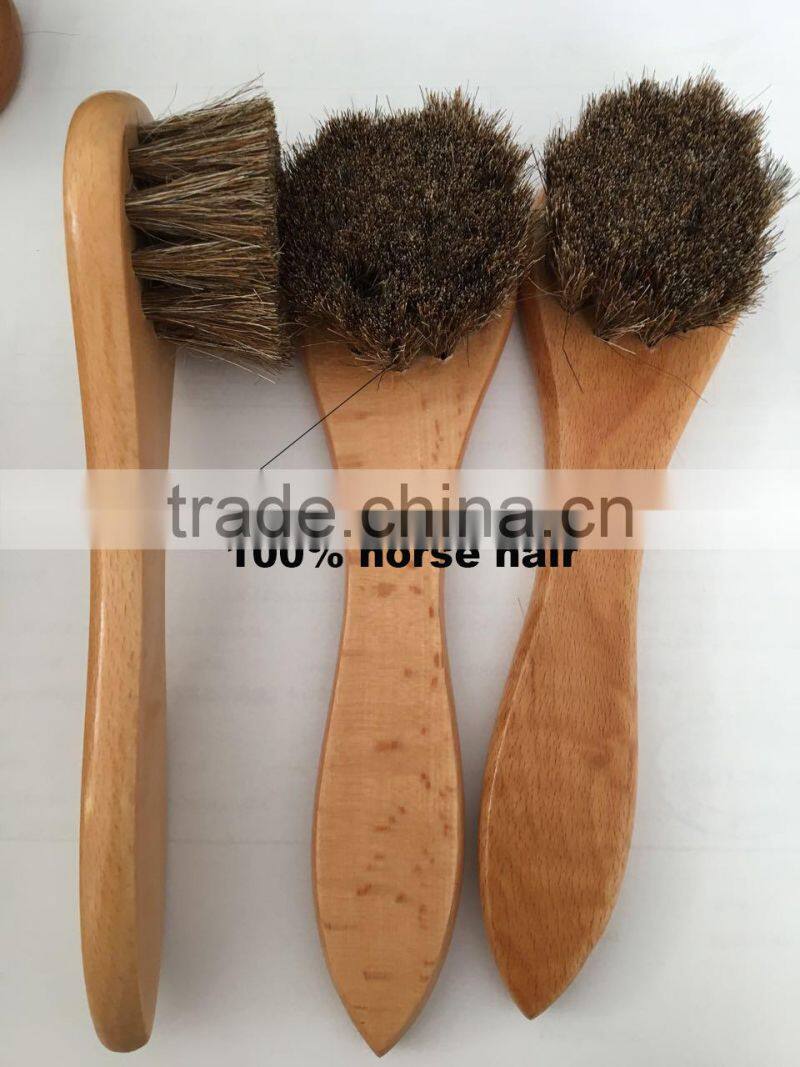 beech wooden plate horse hair shoe brush