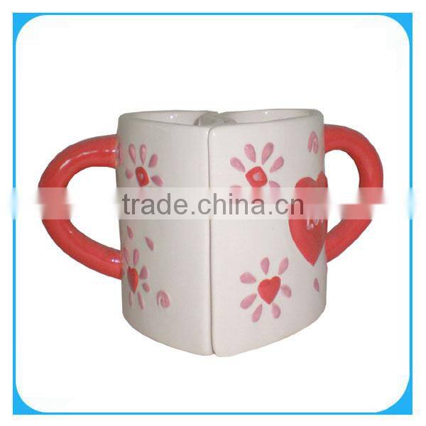 heart shape ceramic couple mug