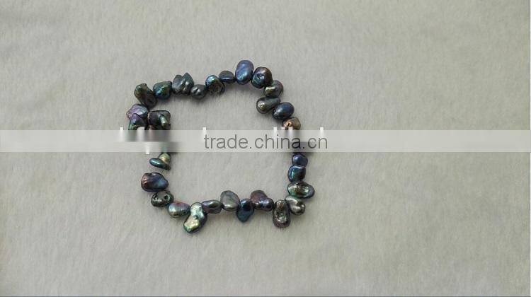 4-5mm black baroque freshwater pearl bracelet