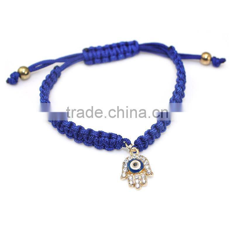 enamel gold heart charm handwoven bracelet adjustable braided macrame bracelet promotional friendship bracelet