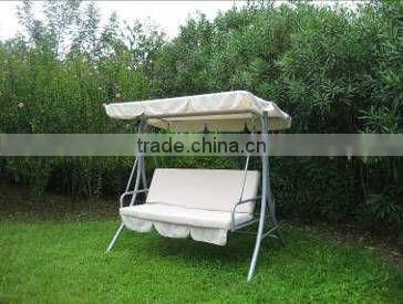 White Canopy Steel Swing Chair 3 Seats