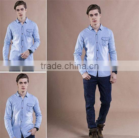 Long sleeve men denim shirt casual man shirts MOQ 5PCS