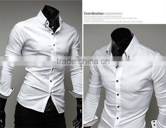 Man fashion formal casual long sleeve slim fit dress shirts for men MOQ 10PCS