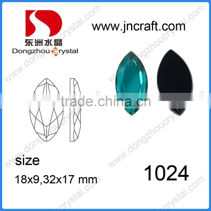Hot sale navette shaped flat back jewelry decorative glass stones