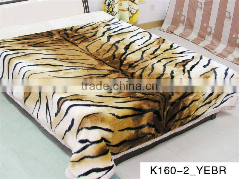 100%polyester super soft tiger printed raschel blanket