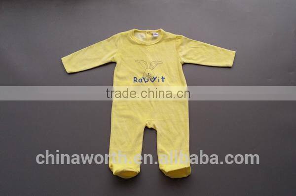 Warm and Soft hand feeling Velvet long sleeve footed romper for baby