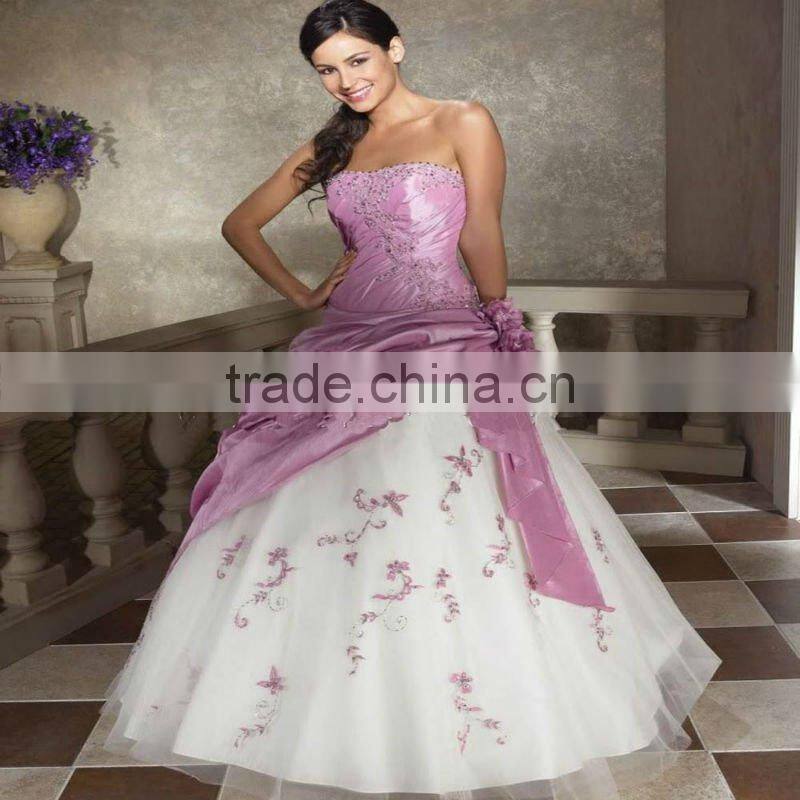 Elegant Strapless Draped Taffeta Open Back Wedding Dresses