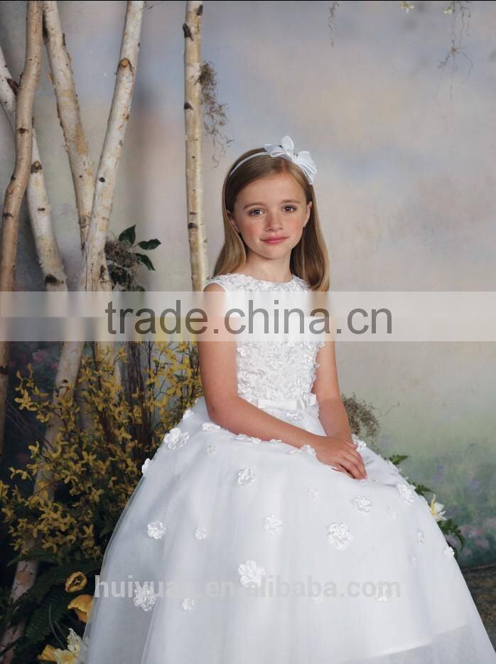 white high neck flower baby wedding dress kid wear