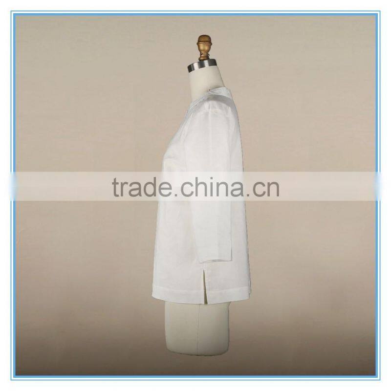 Woman Clothing Spring 2016 New Design Normal White Linen Cotton Blouse