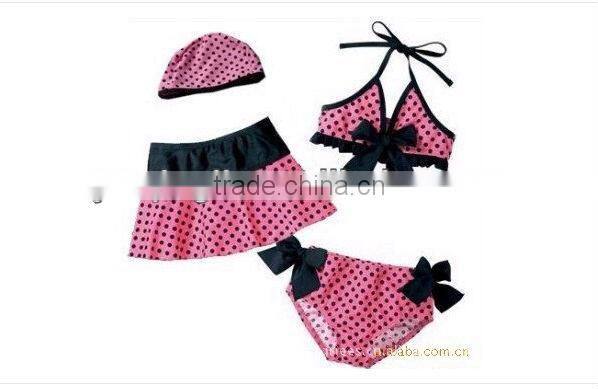 Hot sale three-piece swimsuit baby Leopard swimwear sun hat child swimwear twinset Bikini swimwear with cap girl swimsuit