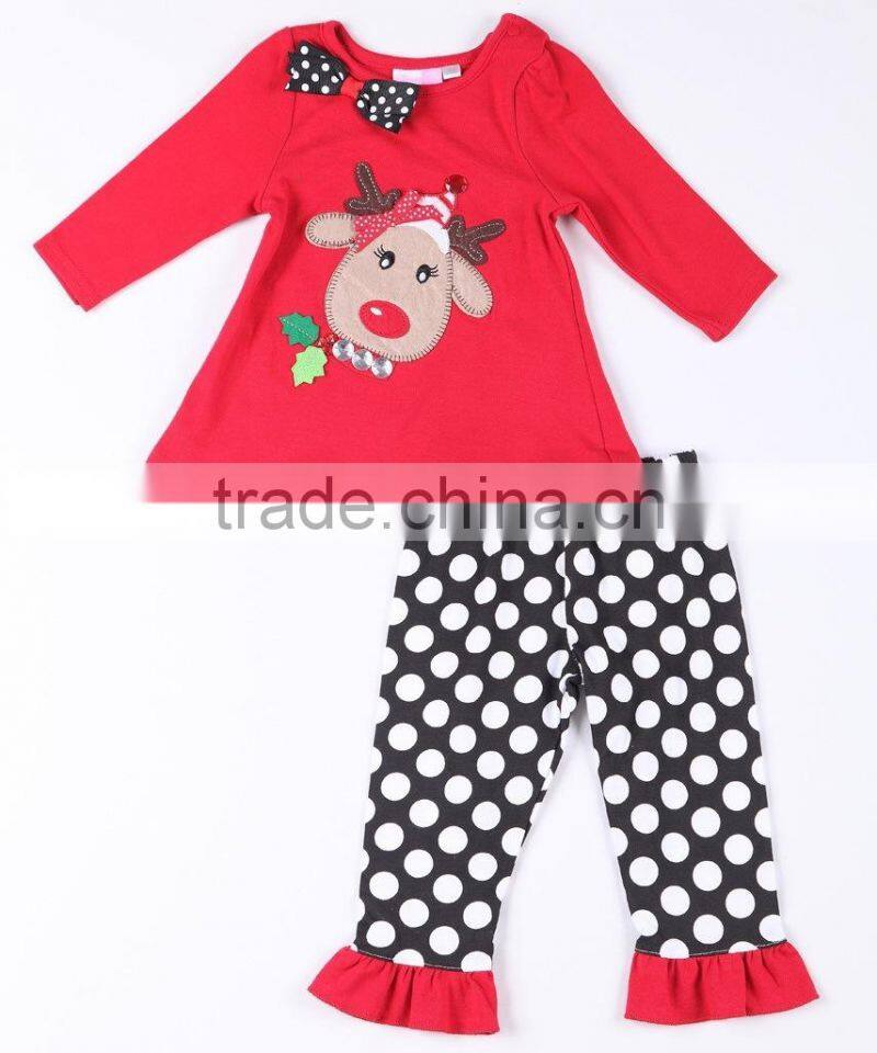 2015 Factory Direct Wholesale Kid Christmas Children's Boutique Ruffle Kid Clothes