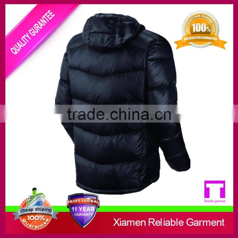 Contrast zipper men goose down jacket with shoulder pads