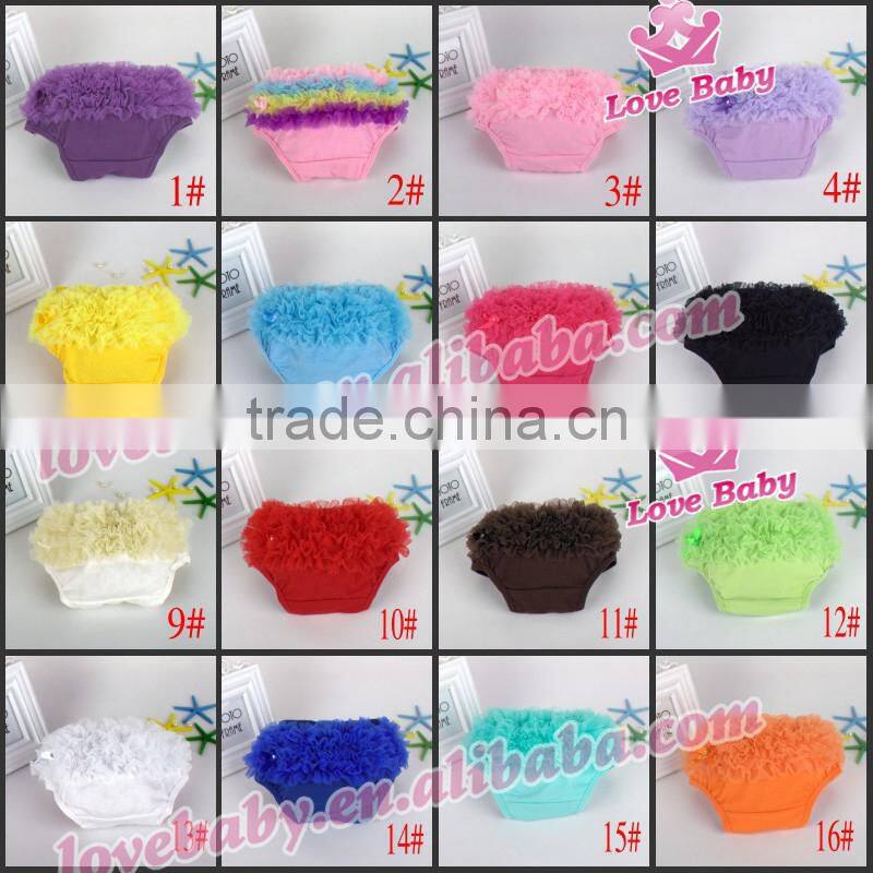 Hot Sale Adorable Solid Color Baby Lace Bloomers Wholesale Lace Ruffle Cotton Bloomers