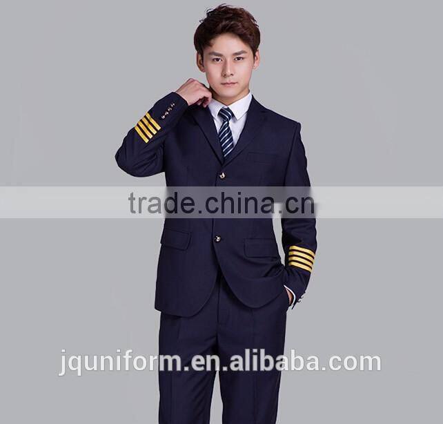 custom juqian Brand New design man pilot uniform ,slim fit international pilot uniforms wholesale
