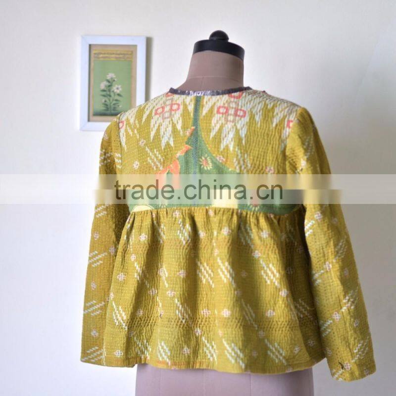 beautiful Kantha Kediyu Style Jacket in Vintage Colors ~ Medium