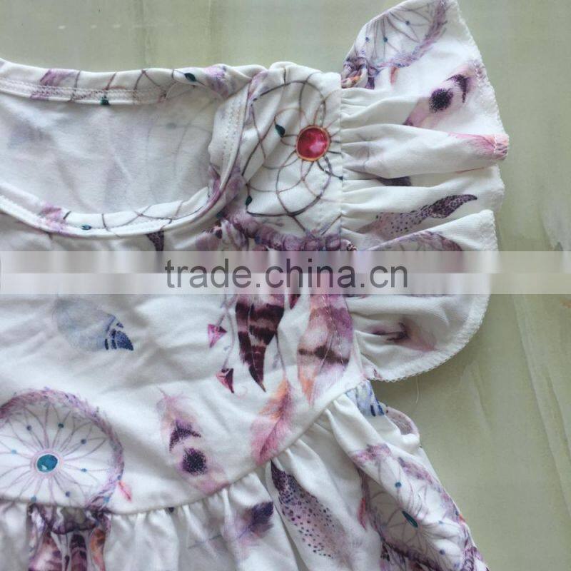 WY-672 Kids Printed Top Stock Milk Silk Top for Girls Pakistani Frocks Yiwu China Ruffle Clothes