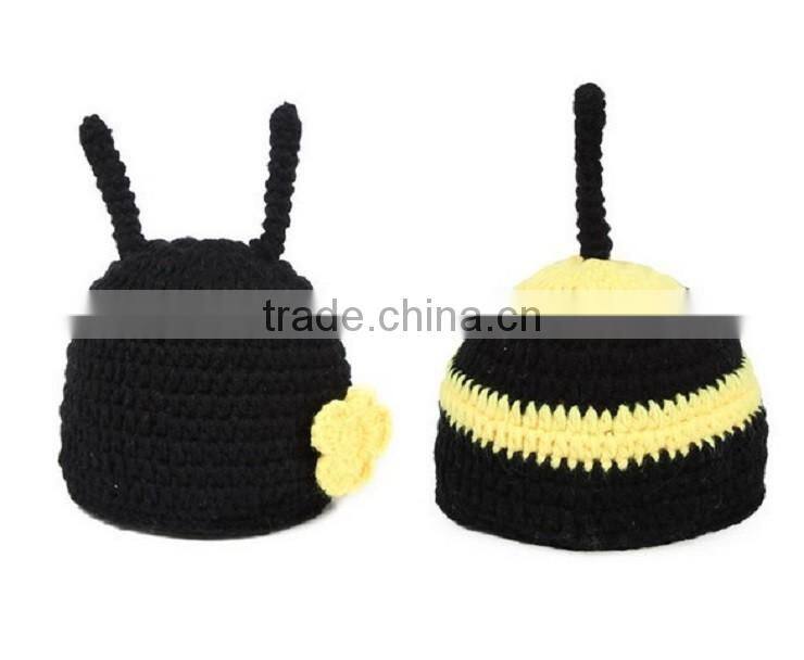 Crochet Newborn Baby Bumble Bee Hat & Cape Set Photography Prop Animal Knitted Outfit