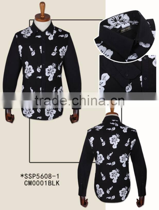 Latest 100% cotton fashion design floral casual men shirts